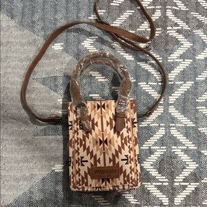 Wrangler Brown and Tan Patterned Crossbody Bag